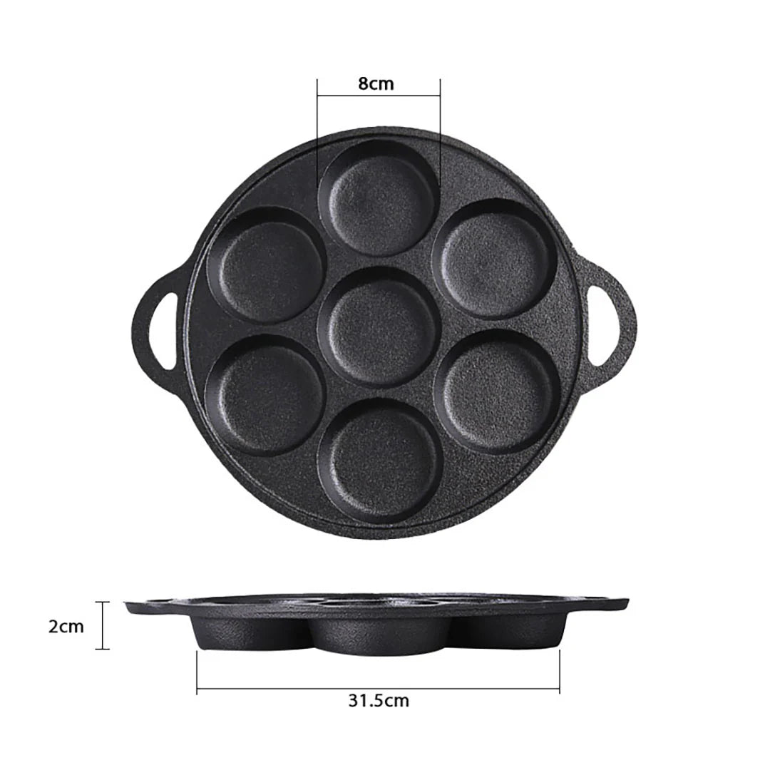 Cast Iron 7-Hole Cooking Pan | Non Stick Pan