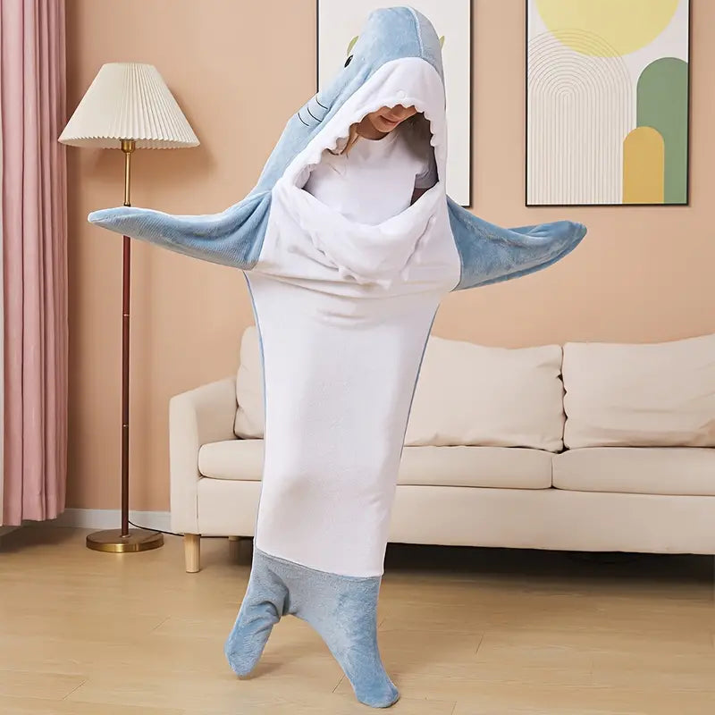 Wearable Shark Blanket Hoodie | Adult shark fleece blanket