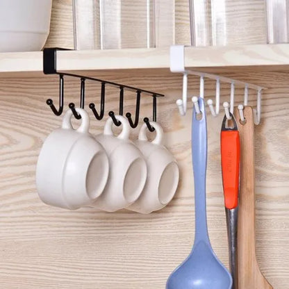 Punch-free Cupboard Iron Hooks | Kitchen Cupboard Under Shelf Mug Cup Hanger