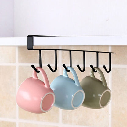 Punch-free Cupboard Iron Hooks | Kitchen Cupboard Under Shelf Mug Cup Hanger