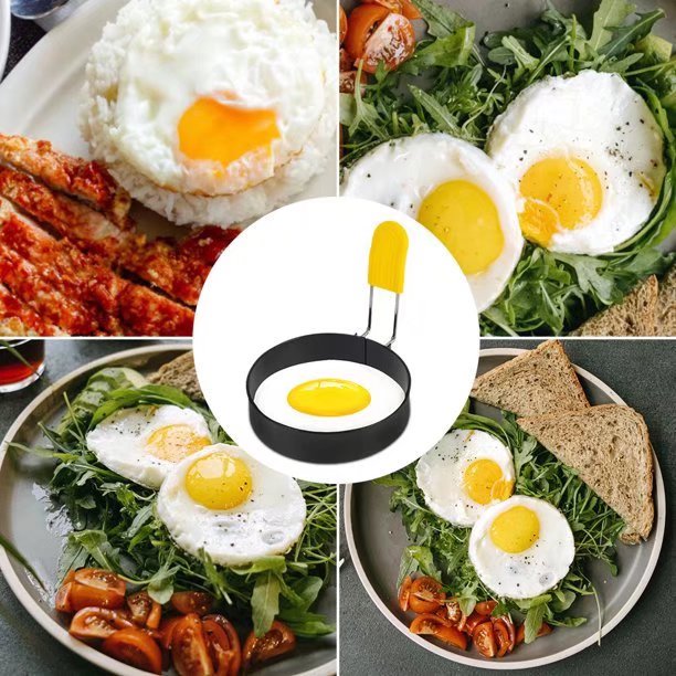 Set of 4 Stainless Steel Egg Fried Ring Nonstick Round Pancake and Egg Mold