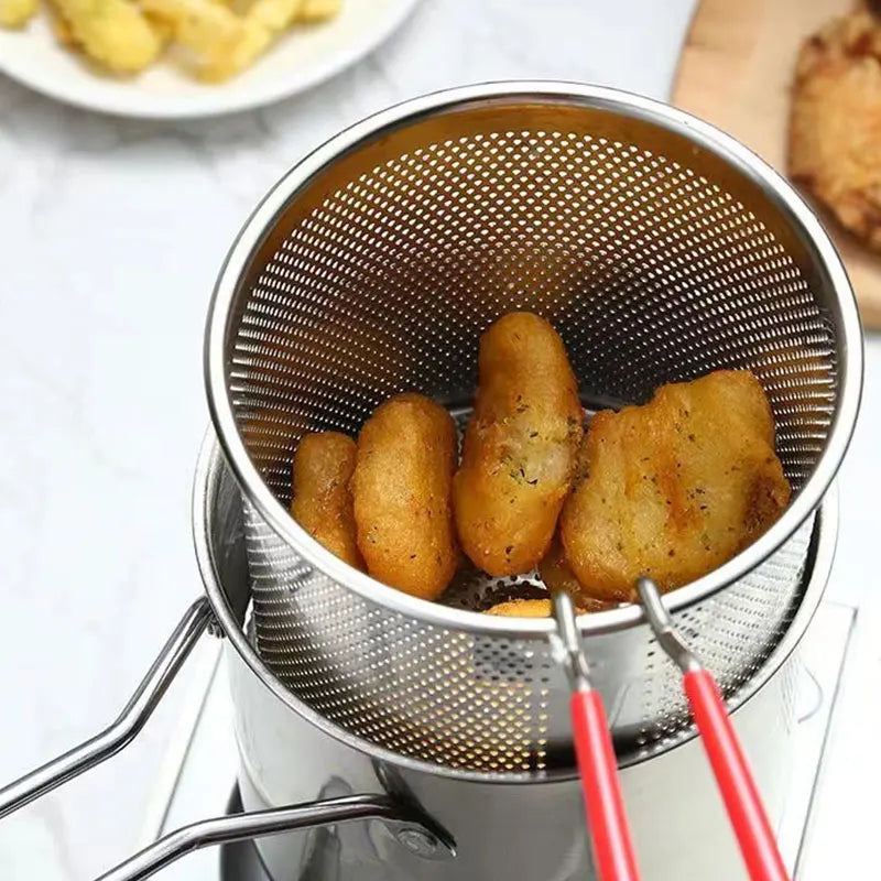 Stainless Steel Deep Fryer With Frying Basket | Mini Mesh Pot Deep Fryer