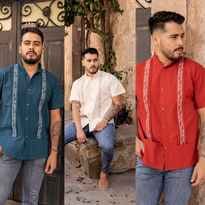 Men's Mexican Embroidered Shirt | Button Up Casual Shirt