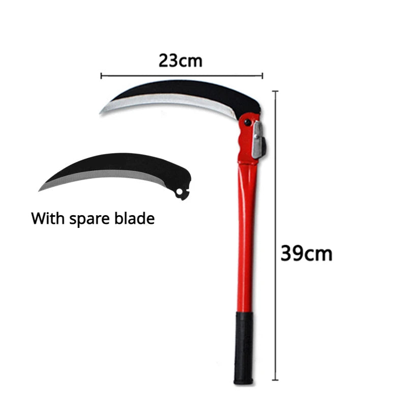 Strong Carbon Steel Long Handle Folding Sickle