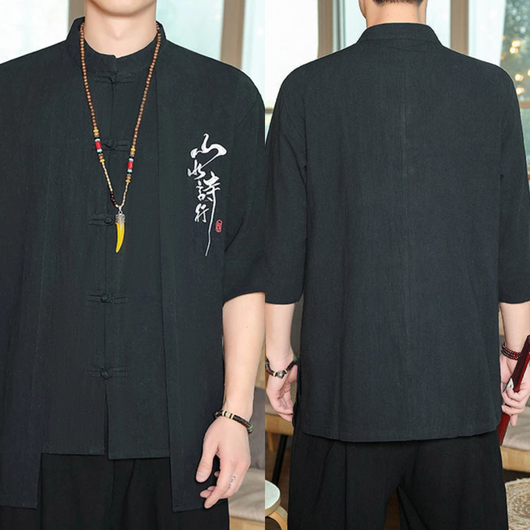 Traditional Chinese Shirt for Men | Men's Linen Short Sleeve Shirt