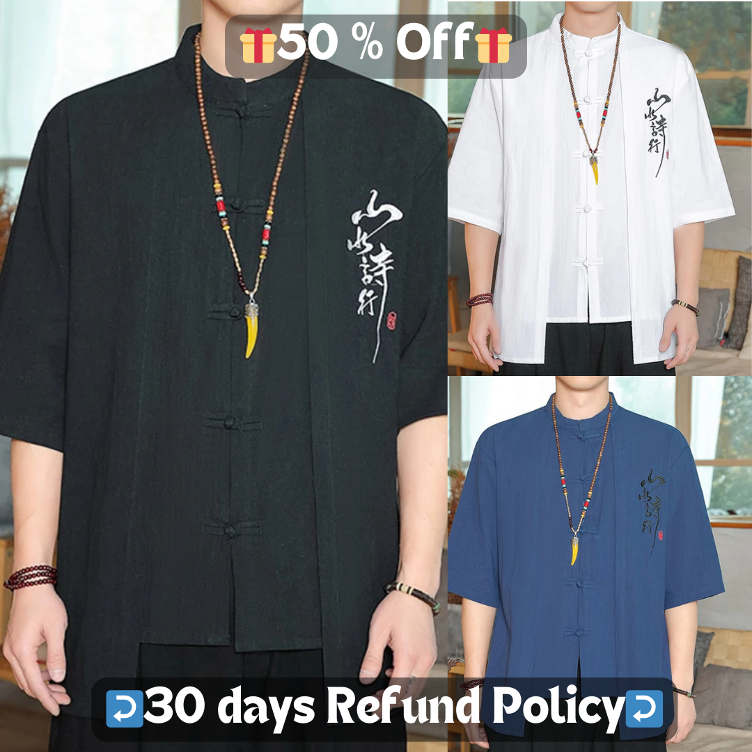 Traditional Chinese Shirt for Men | Men's Linen Short Sleeve Shirt