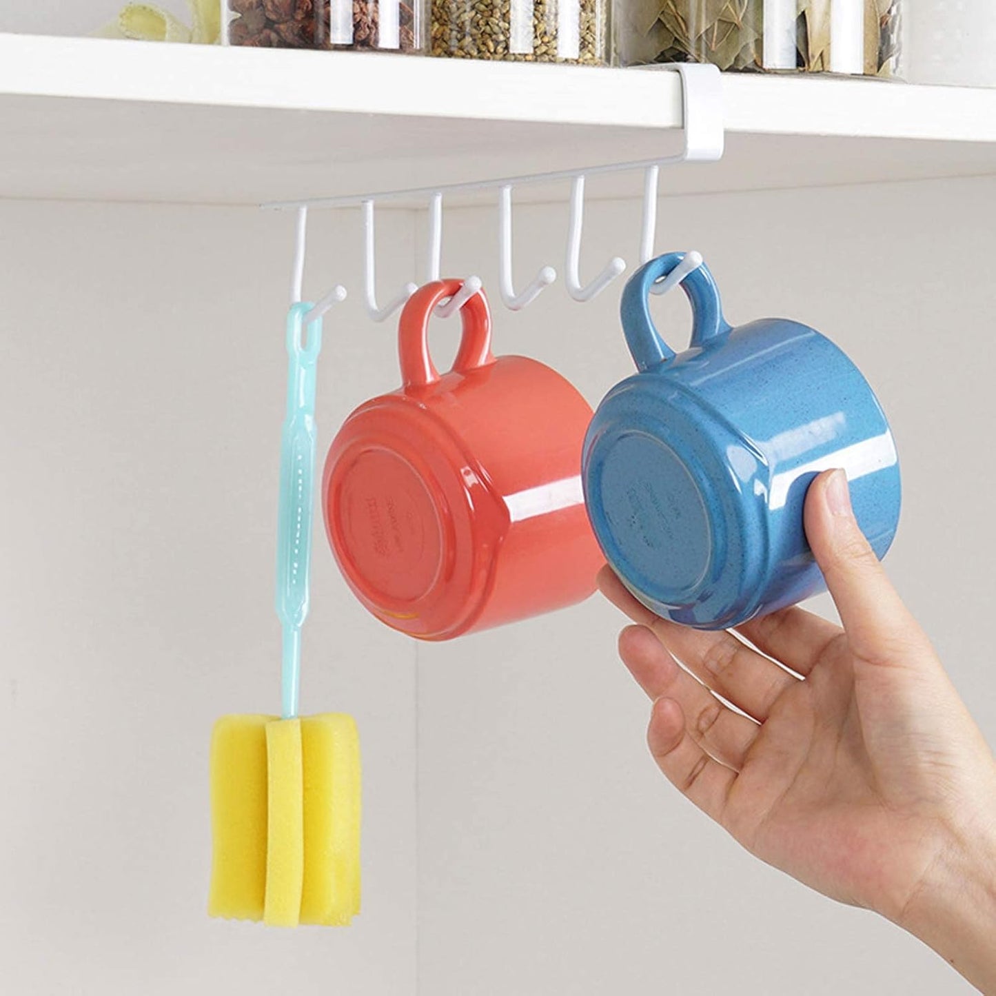 Punch-free Cupboard Iron Hooks | Kitchen Cupboard Under Shelf Mug Cup Hanger