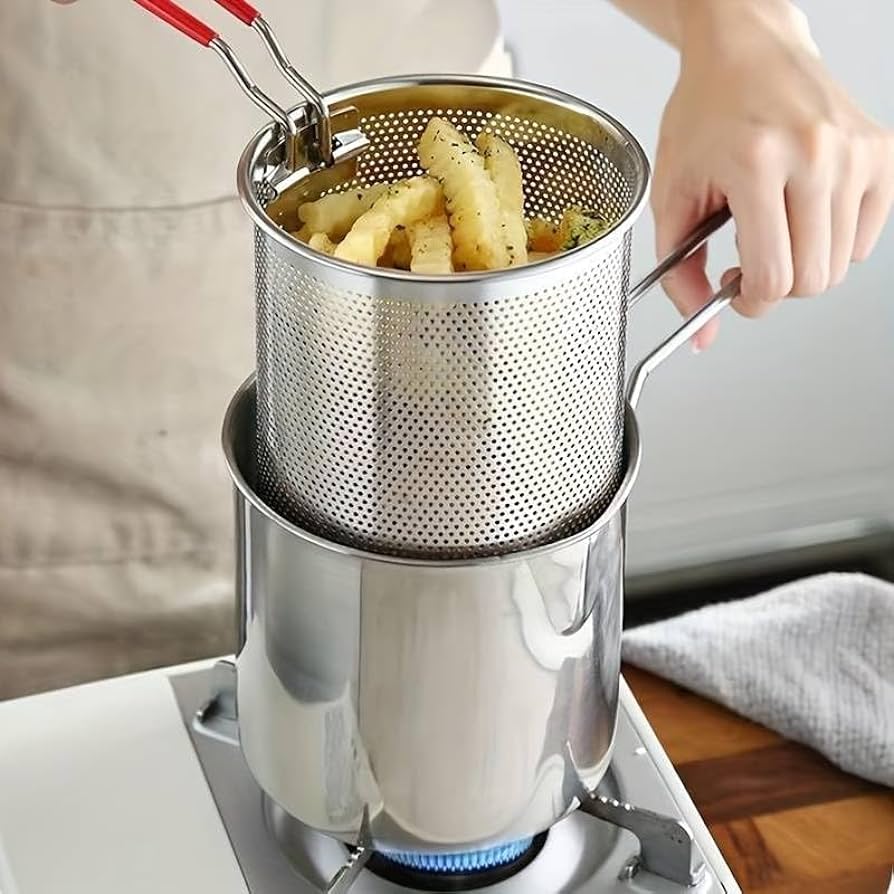 Stainless Steel Deep Fryer With Frying Basket | Mini Mesh Pot Deep Fryer