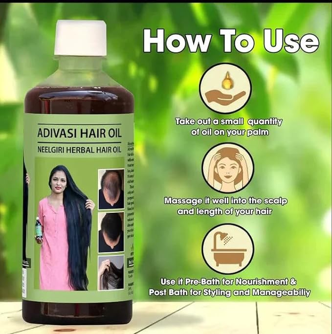 400 ML Adivasi Neelgiri Herbal Hair Oil For Hair Growth , Dandruff Control and Healthy hair