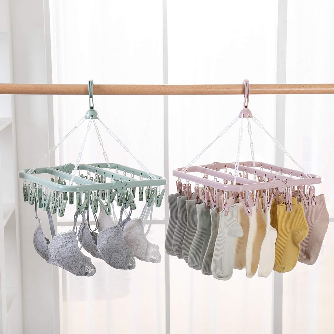 32 Clips Folding Clothes Hanger | Clothes Dryer Rack