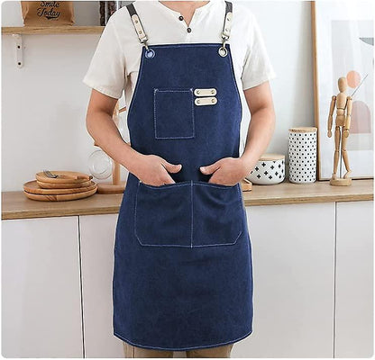 Buy 1 Get 1 Free Thickened Waterproof Wear-resistant Canvas Apron With Pockets - Durable Crossback Adjustable Apron