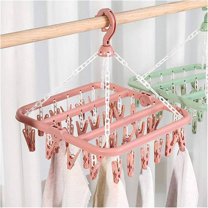 32 Clips Folding Clothes Hanger | Clothes Dryer Rack