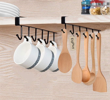 Punch-free Cupboard Iron Hooks | Kitchen Cupboard Under Shelf Mug Cup Hanger