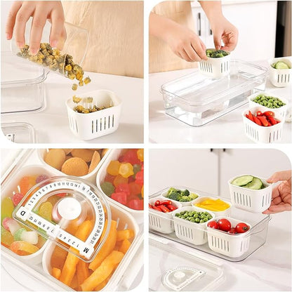 4 Compartment Fridge Storage Box | Airtight Container