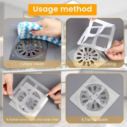 10 Packs Disposable Shower Drain Cover Sticker | Bathroom, Laundry, Bathtub, Kitchen Shower Drain Floor Sink Strainer Filter Mesh