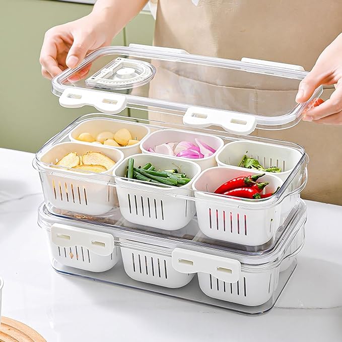 4 Compartment Fridge Storage Box | Airtight Container