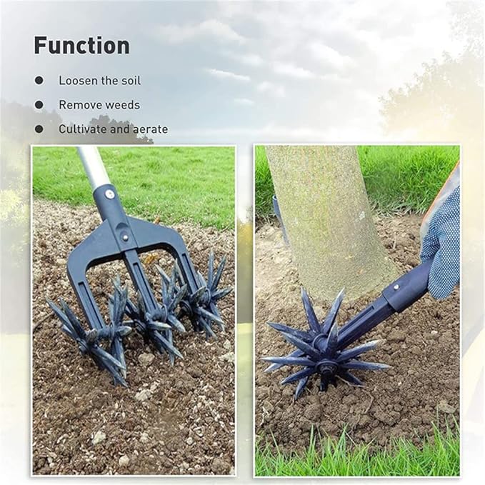 Garden Aerator Rotary Cultivator Tool | Heavy Duty Weeder Tool for Garden