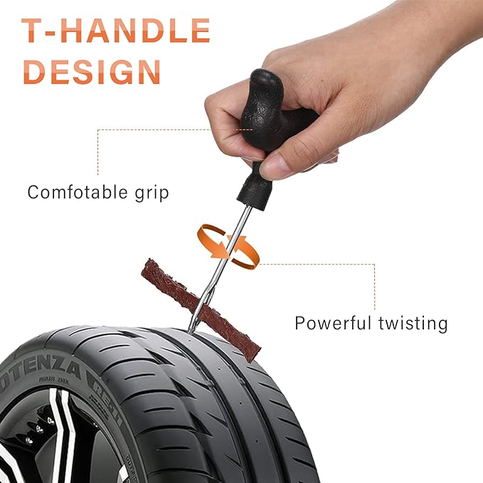 Easy-to-Use Puncture Tire Repair Kit with 30+30 Rubber Strip