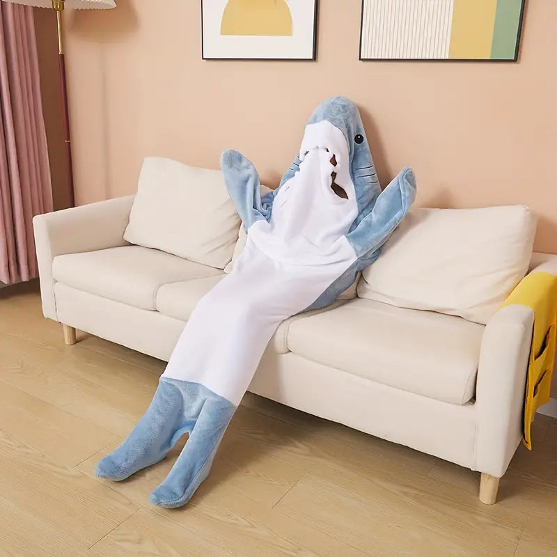 Wearable Shark Blanket Hoodie | Adult shark fleece blanket