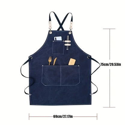 Buy 1 Get 1 Free Thickened Waterproof Wear-resistant Canvas Apron With Pockets - Durable Crossback Adjustable Apron