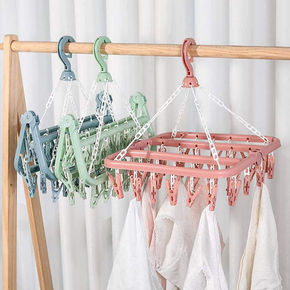 32 Clips Folding Clothes Hanger | Clothes Dryer Rack