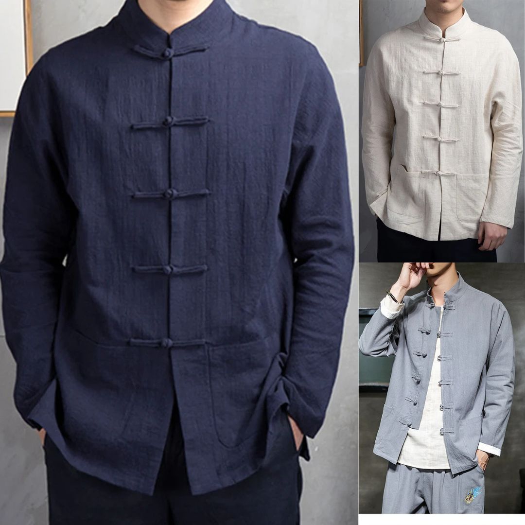 Chinese Tang Shirt | Mandarin Collar Shirt | Traditional knot Buttons