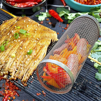 Barbecue Rolling Grilling Steel Basket hookupcart