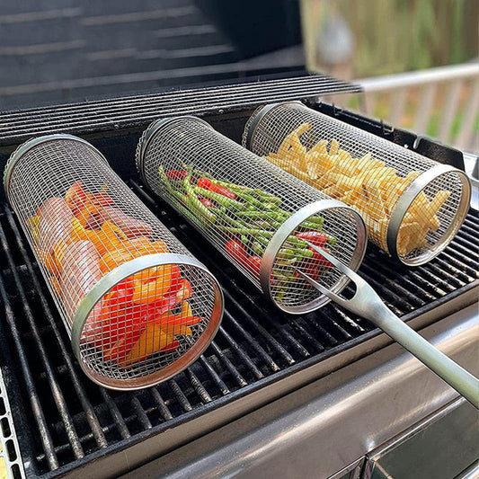 Barbecue Rolling Grilling Steel Basket hookupcart