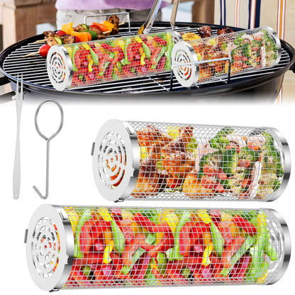 Barbecue Rolling Grilling Steel Basket - hookupcart