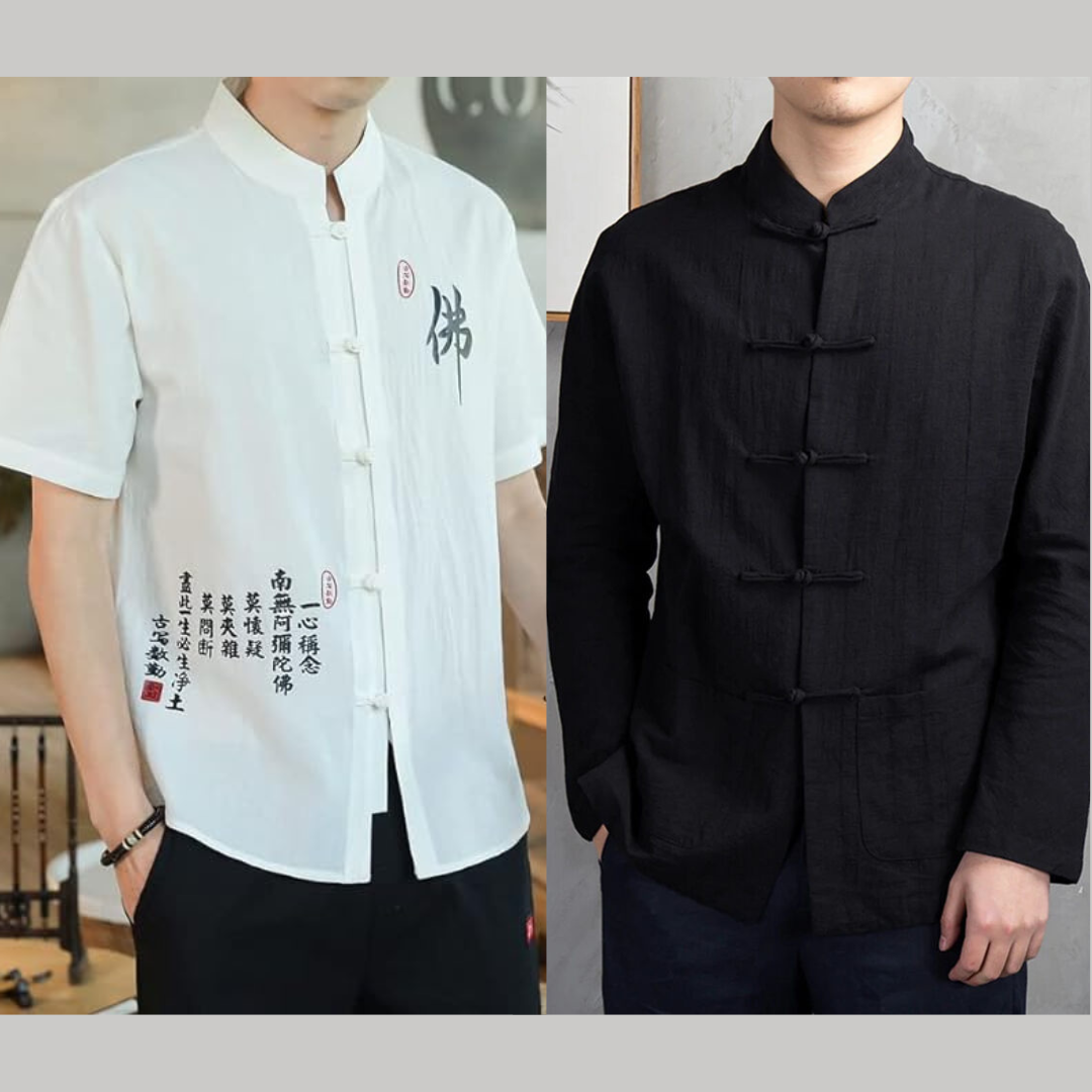 Combo Of Chinese Tang Shirts, Duo of long sleeves and short sleeves Tang shirts