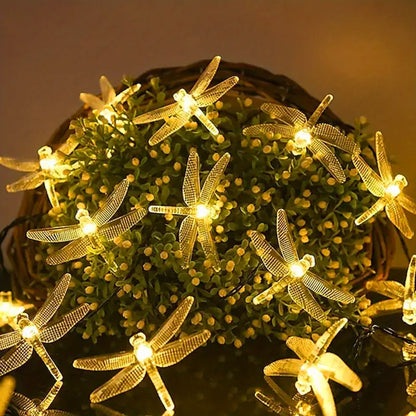 Dragonfly Solar String Lights | Indoor & Outdoor Waterproof Fairy Lights