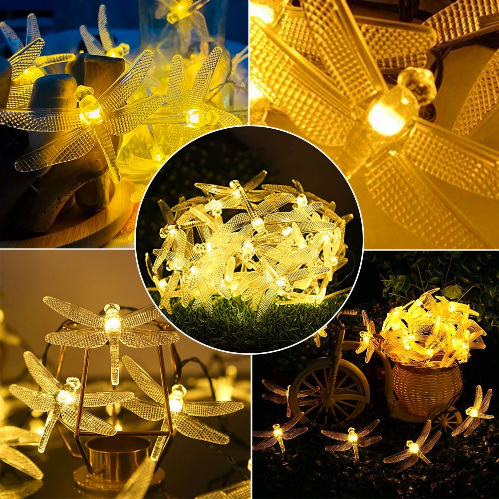 Dragonfly Solar String Lights | Indoor & Outdoor Waterproof Fairy Lights