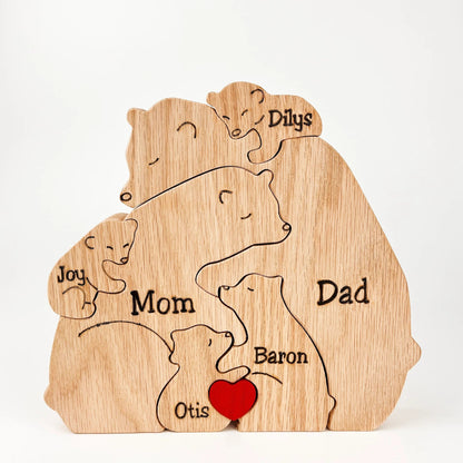 Handmade Wooden Bear Family - hookupcart