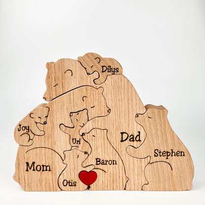 Handmade Wooden Bear Family - hookupcart