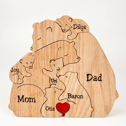 Handmade Wooden Bear Family - hookupcart