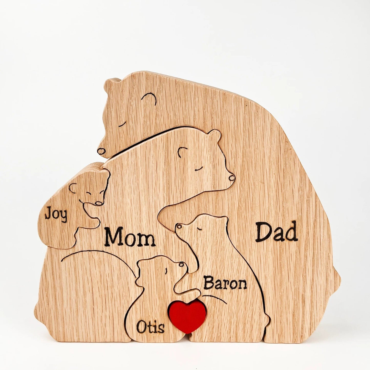 Handmade Wooden Bear Family - hookupcart