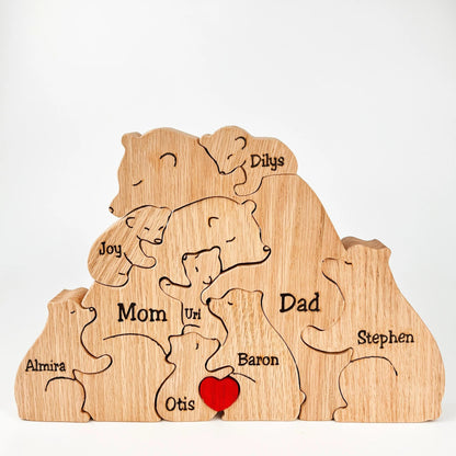 Handmade Wooden Bear Family - hookupcart