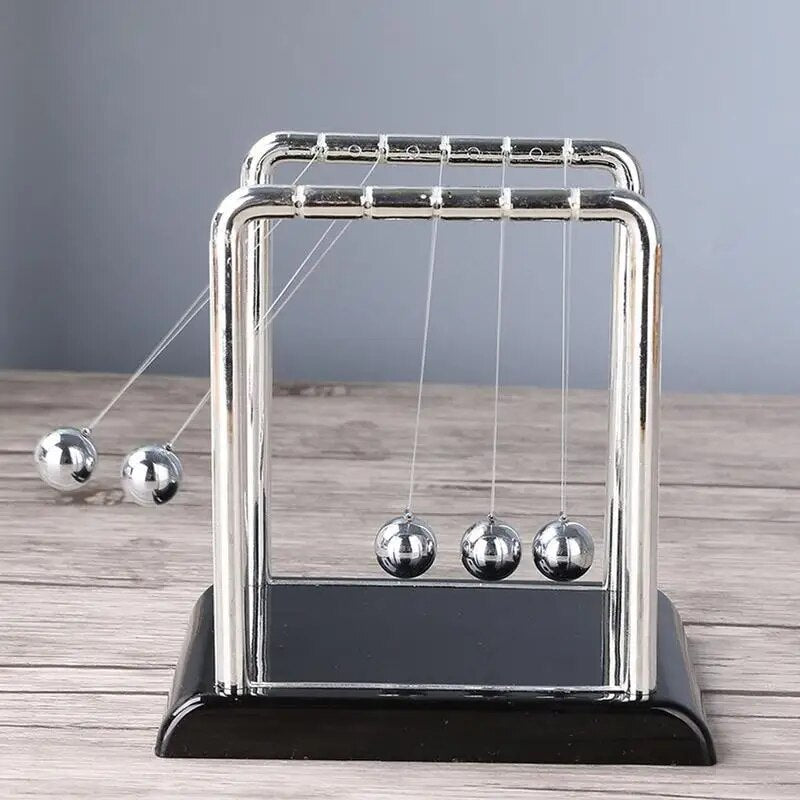 Newton's Cradle Pendulum balance 5 Balls with wooden base hookupcart