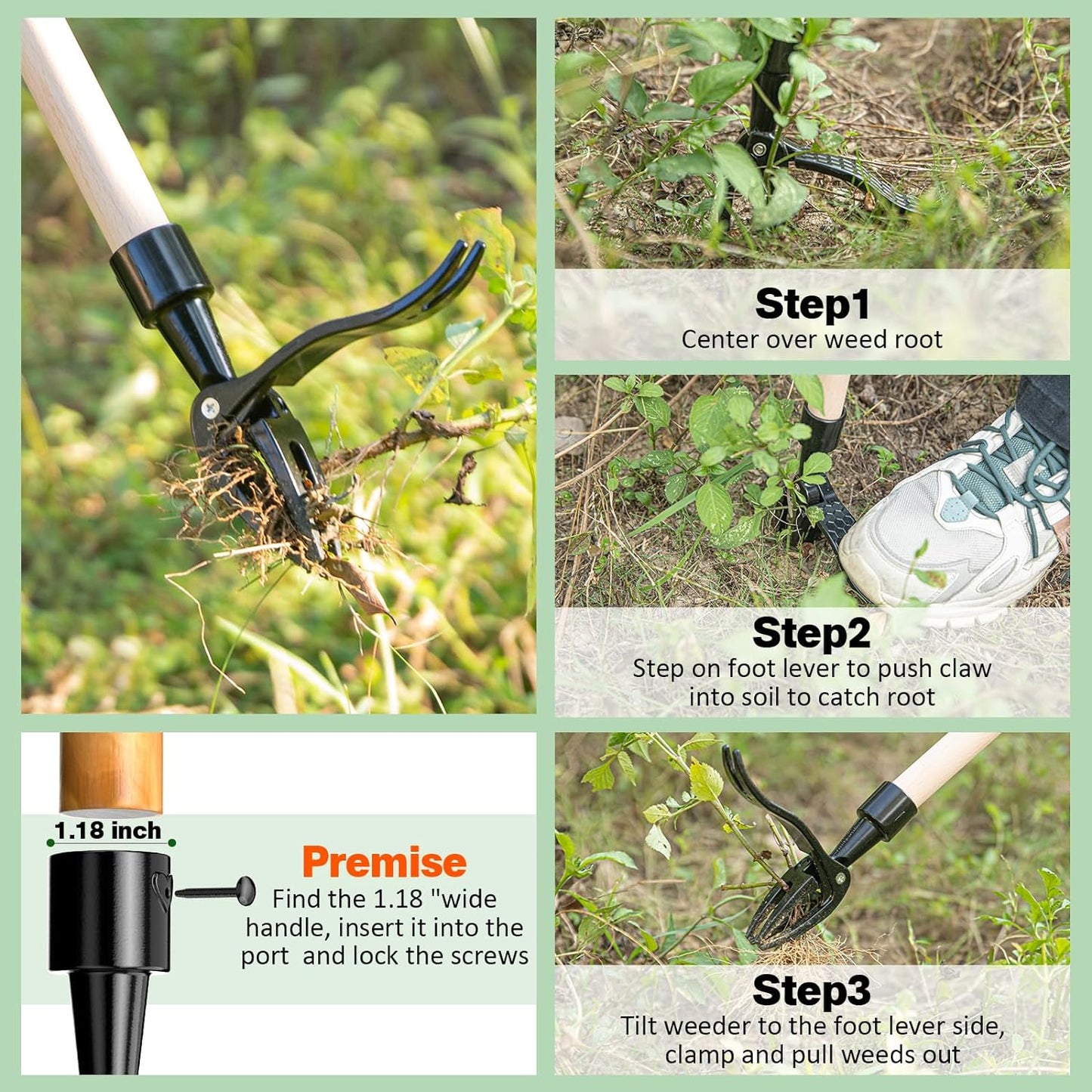 Stand Up Weed Puller Tool hookupcart