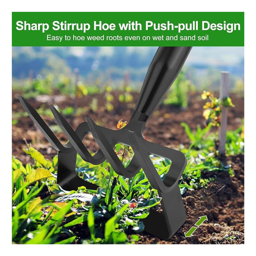 2-in-1 Stirrup Hoe and Cultivator | Stainless Steel Weeding Hoe