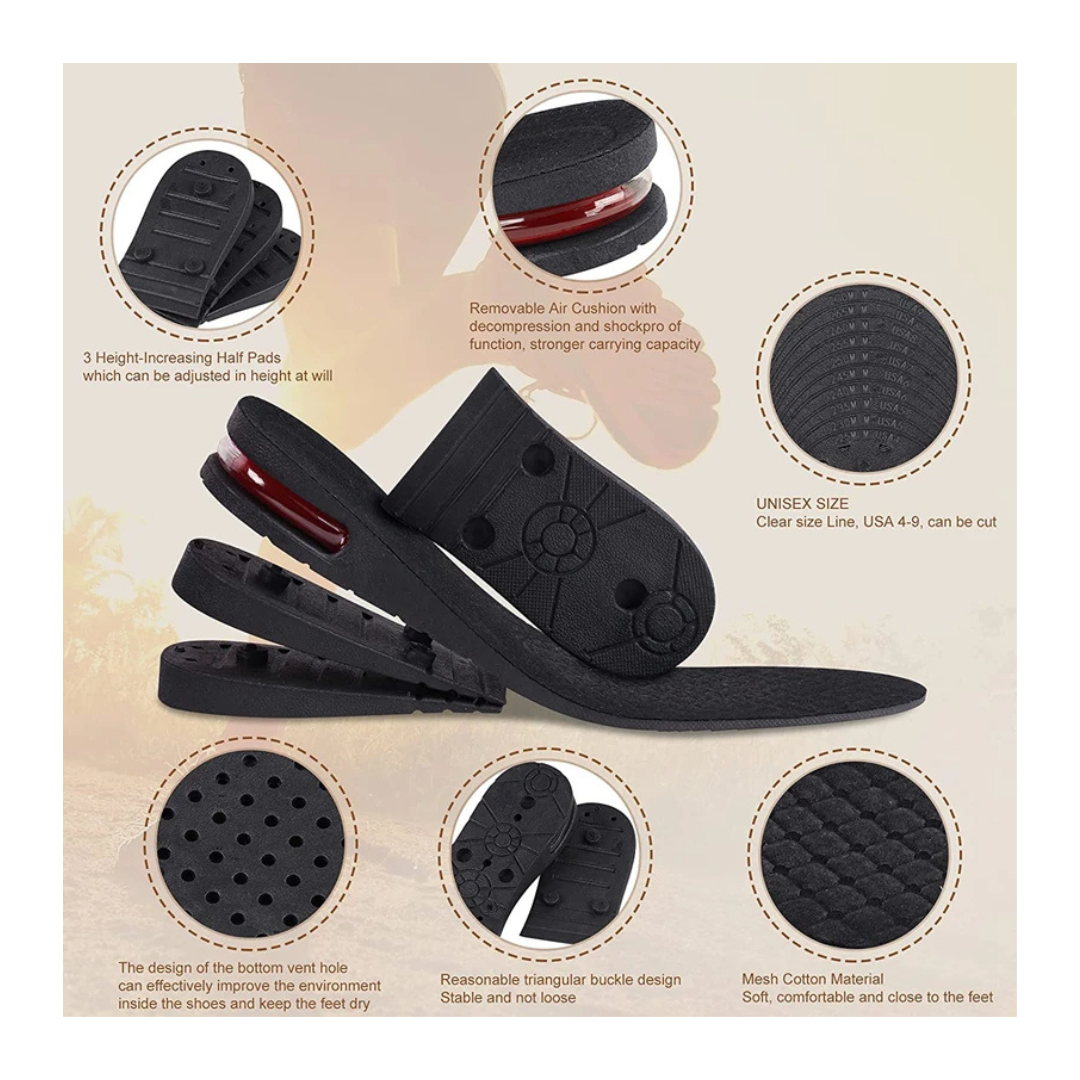 Pair of Height Increase Insoles | Air Cushion Elevator Shoe | 3-9 cm Insoles