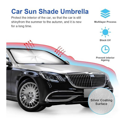 Car Sunshade Umbrella with Cover Bag | Protects Against UV Rays, Reduces Interior Heat