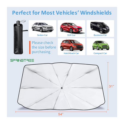 Car Sunshade Umbrella with Cover Bag | Protects Against UV Rays, Reduces Interior Heat