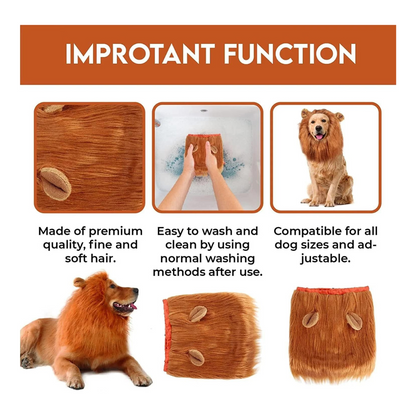 Universal Cute Dog Lion Mane | Realistic Lion Wig For Medium to Large Dogs With Ear