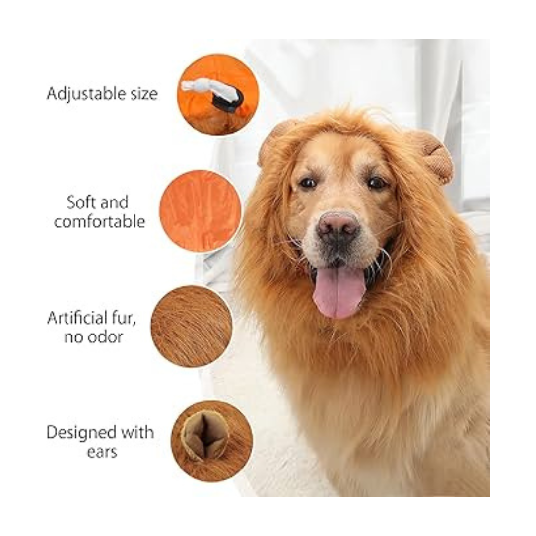 Universal Cute Dog Lion Mane | Realistic Lion Wig For Medium to Large Dogs With Ear