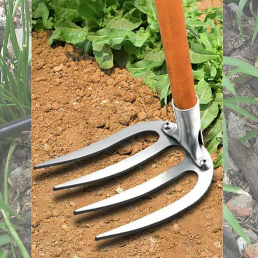 Heavy-Duty 4-Tooth Manganese Steel Soil Rake | Gardening and Farming Rake