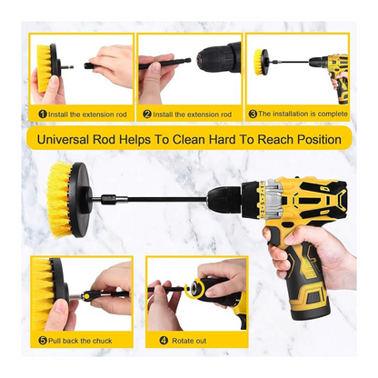 12 Pcs Electric Drill Brush Kit | Cleaning Brush For Carpet, Glass, Car, Kitchen, Bathroom