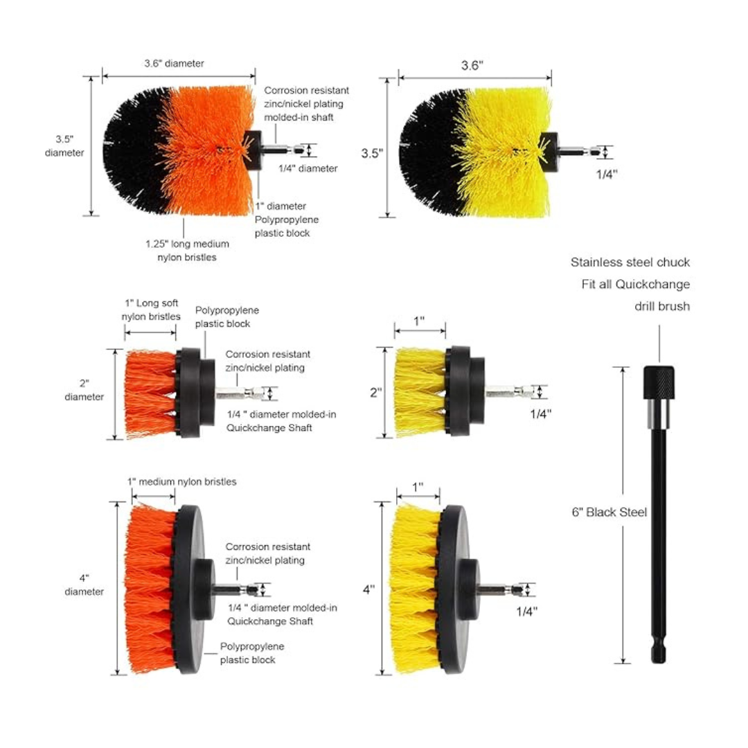 12 Pcs Electric Drill Brush Kit | Cleaning Brush For Carpet, Glass, Car, Kitchen, Bathroom