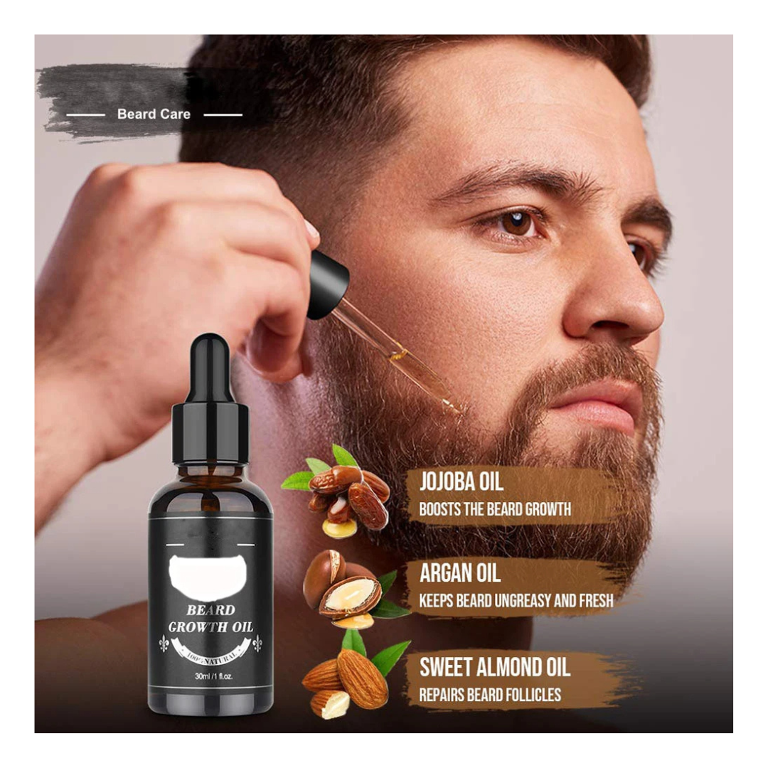 5pcs/set Beard Growth Kit For Men | Grooming Beard Care Oil, Moisturizer, Wax, Balm With Roller Comb