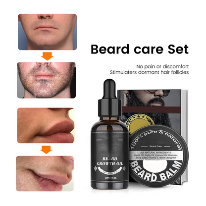 5pcs/set Beard Growth Kit For Men | Grooming Beard Care Oil, Moisturizer, Wax, Balm With Roller Comb